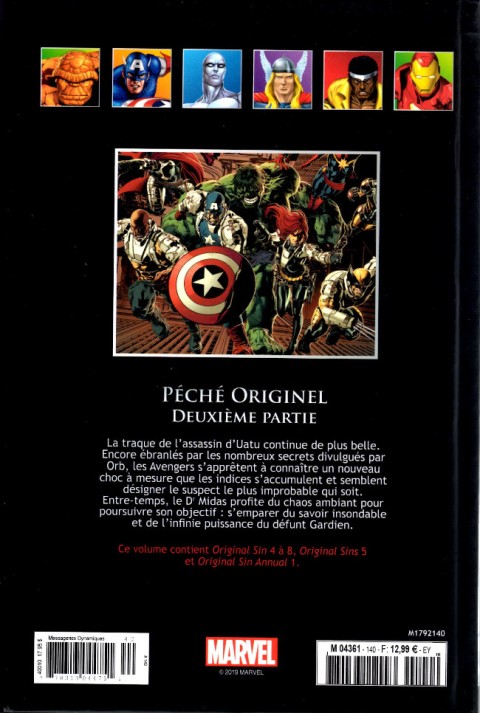 Verso de l'album Marvel Comics - La collection de référence Tome 140 Péché Originel - Deuxième Partie