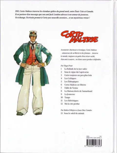 Verso de l'album Corto Maltese Tome 13 Sous le soleil de minuit