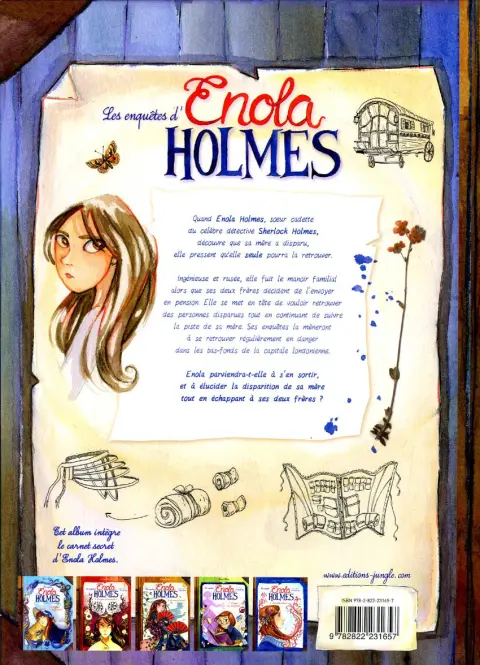 Verso de l'album Les Enquêtes d'Enola Holmes Tome 1 La double disparition