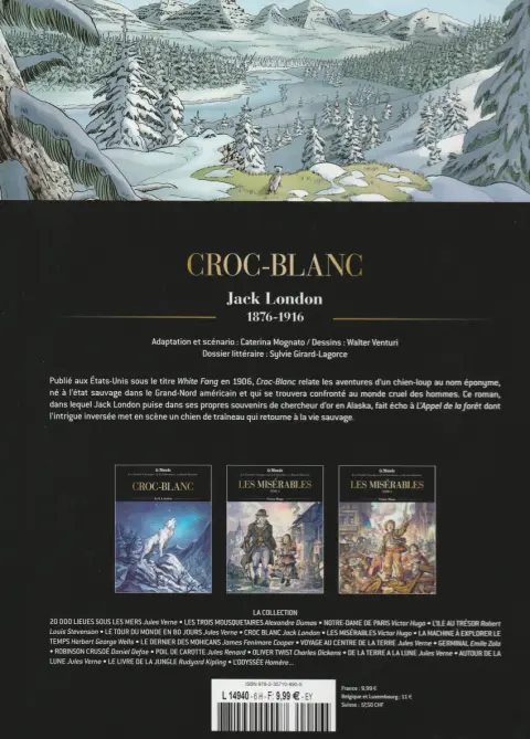 Verso de l'album Les Grands Classiques de la littérature en bande dessinée Tome 33 Croc-Blanc