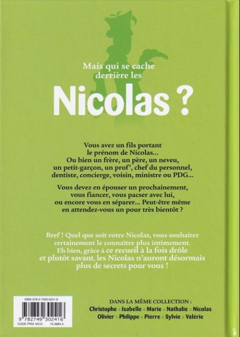 Verso de l'album L'Encyclopédie des prénoms en BD Tome 6 Nicolas