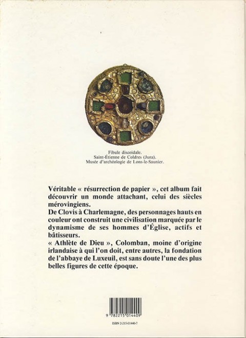 Verso de l'album Colomban Il y a 14000 ans... Colomban, un aventurier de l'Europe