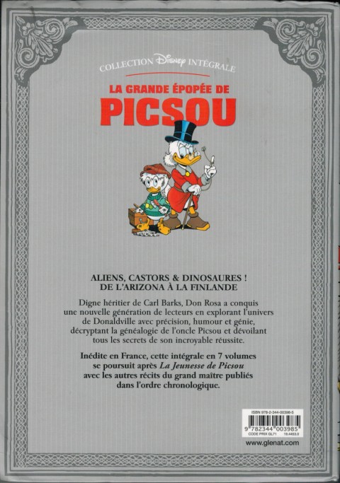 Verso de l'album La Grande Épopée de Picsou Tome VI La Vallée interdite et autres histoires