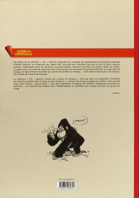Verso de l'album Spirou et Fantasio - L'intégrale Version Originale Tome 3 Le gorille à bonne mine
