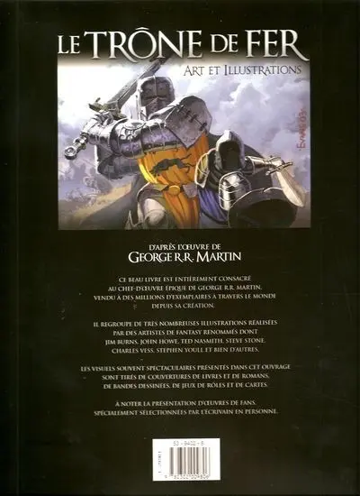 Verso de l'album Le Trône de fer Tome 1 Art et illustrations
