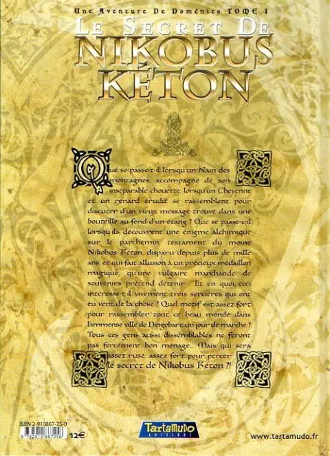 Verso de l'album Une Aventure de Doménico Tome 1 Le secret de Nikobus Kéton