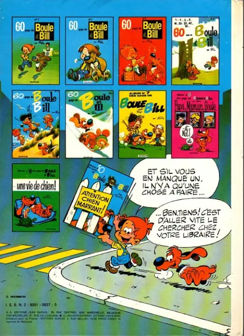 Verso de l'album Boule & Bill Tome 8 Papa, Maman, Boule... ...et Moi ! et Nous !