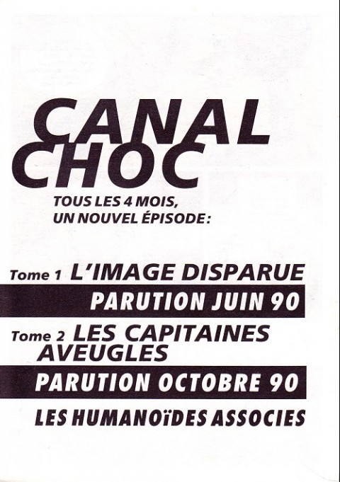 Verso de l'album Canal Choc Tome 1 L'image disparue