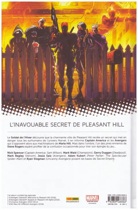 Verso de l'album Avengers - L'Affrontement Tome 1 Bienvenue à Pleasant Hill