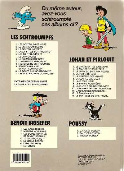 Verso de l'album Johan et Pirlouit Tome 1 Le châtiment de Basenhau