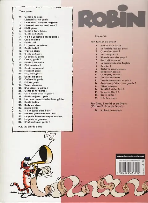 Verso de l'album Léonard Tome 1 Léonard est un génie