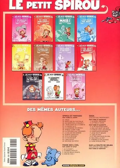 Verso de l'album Le Petit Spirou Tome 8 T'as qu'à t'retenir !