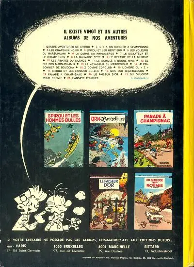 Verso de l'album Spirou et Fantasio Tome 8 La mauvaise tête