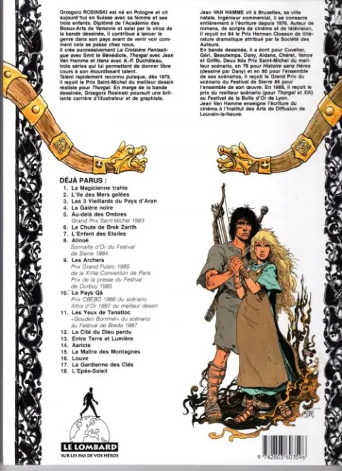 Verso de l'album Thorgal Tome 2 L'Île des Mers gelées