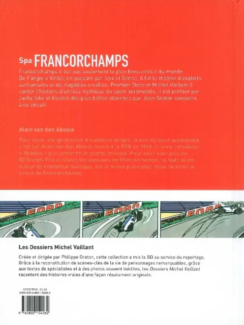 Verso de l'album Dossiers Michel Vaillant Tome 14 Spa Francorchamps