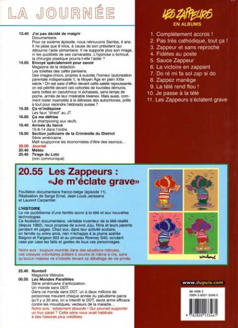 Verso de l'album Les Zappeurs Tome 11 Les zappeurs s'éclatent grave
