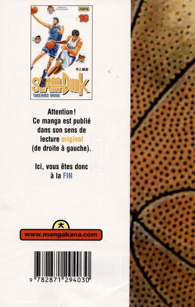 Verso de l'album Slam Dunk #16