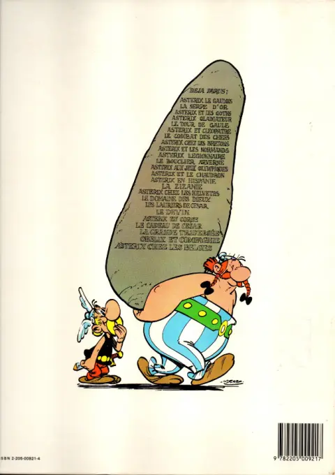 Verso de l'album Astérix Tome 23 Obélix et compagnie