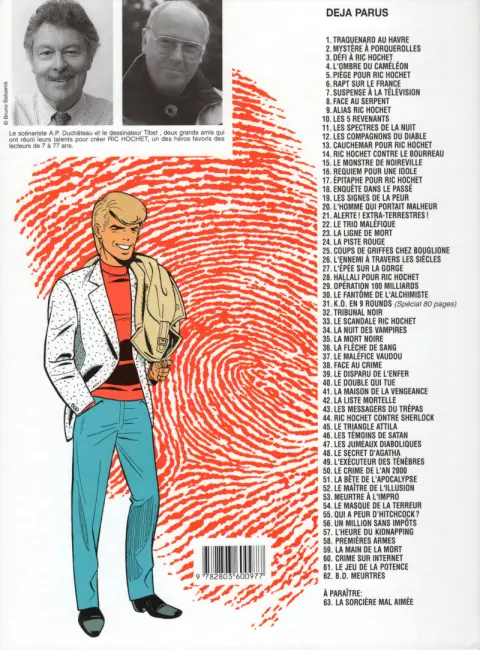 Verso de l'album Ric Hochet Tome 27 L'épée sur la gorge