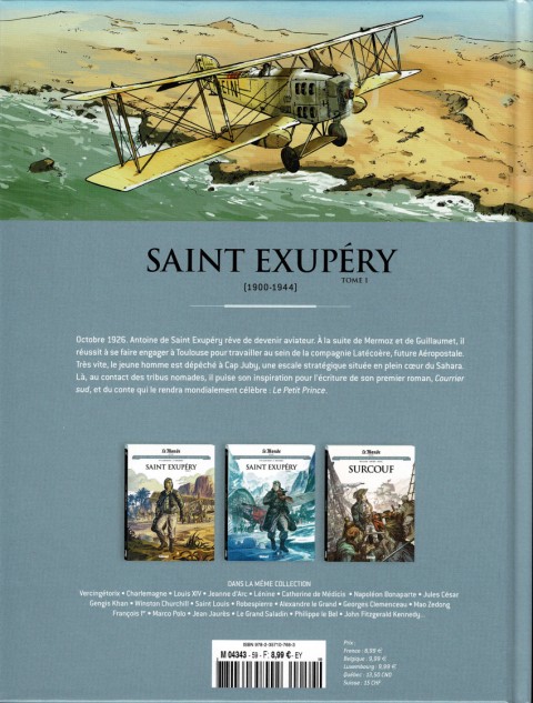 Verso de l'album Les grands personnages de l'Histoire en bandes dessinées Tome 59 Saint Exupéry - Tome 1