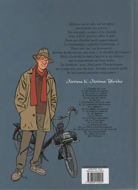 Verso de l'album Jérôme K. Jérôme Bloche Tome 11 Le cœur à droite