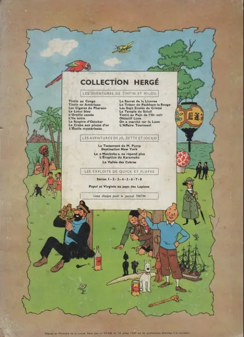 Verso de l'album Tintin Tome 4 Les cigares du pharaon