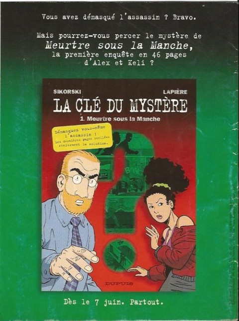 Verso de l'album La Clé du mystère Premier meurtre