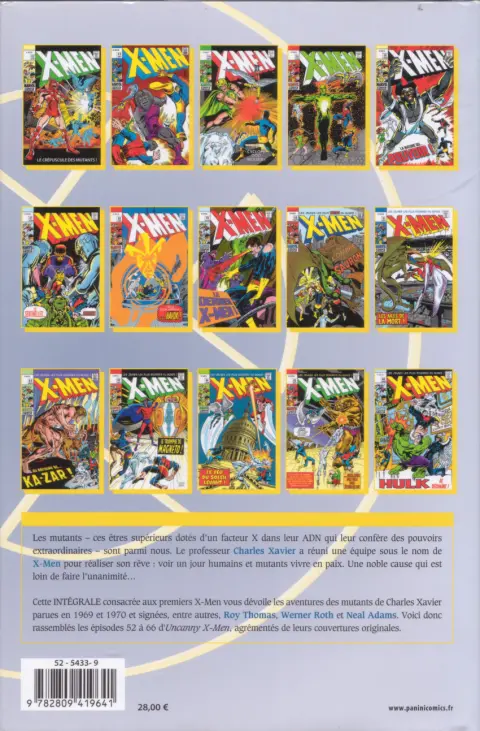 Verso de l'album X-Men L'intégrale Tome 21 1969-1970