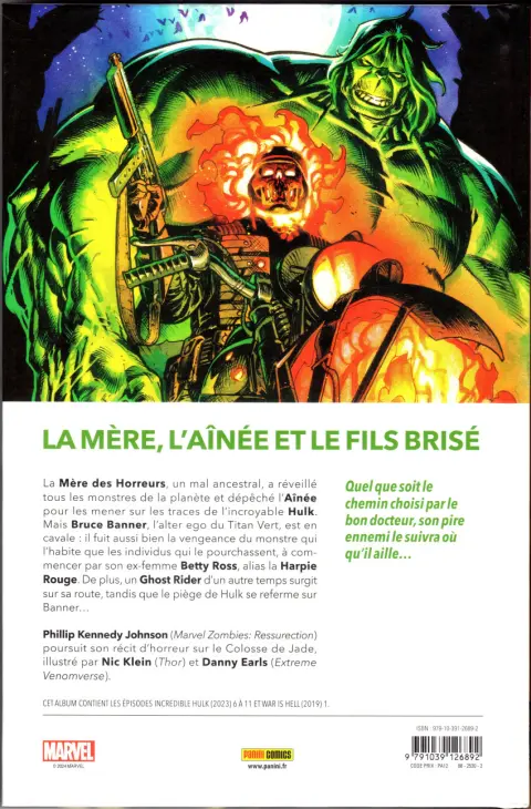 Verso de l'album The incredible Hulk 2 Démons guerriers
