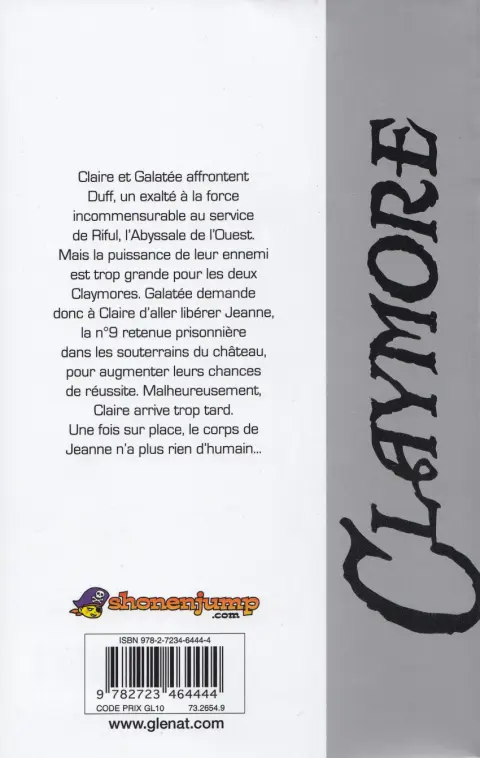 Verso de l'album Claymore Tome 9 Le gouffre de l'enfer