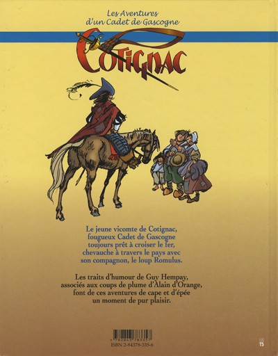 Verso de l'album Cotignac, les Aventures d'un Cadet de Gascogne Tome 1 Premier tome