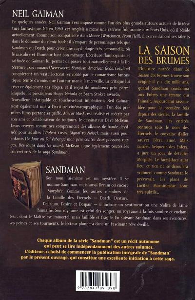 Verso de l'album Sandman Tome 4 La saison des brumes