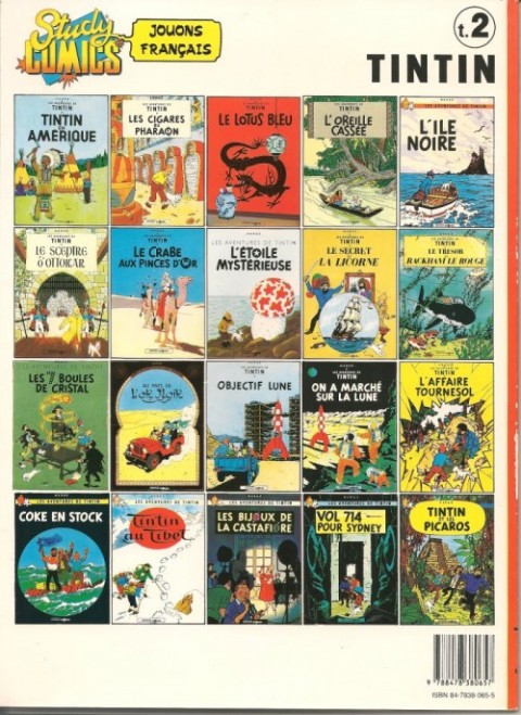 Verso de l'album Tintin Tome 2 Le temple du soleil