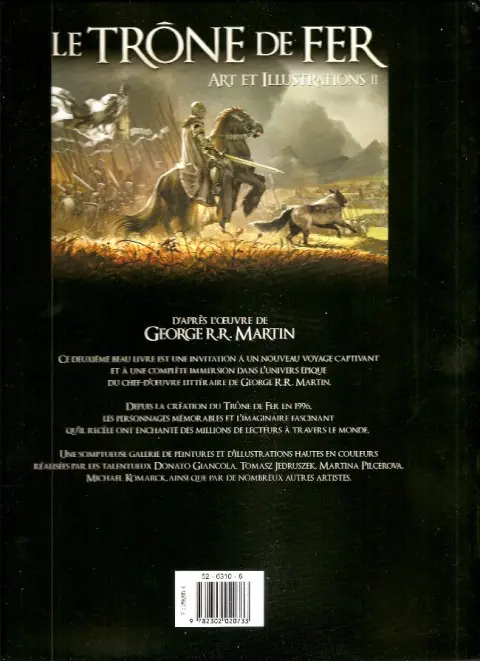 Verso de l'album Le Trône de fer Tome 2 Art et illustrations II