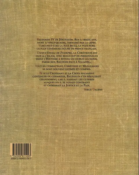 Verso de l'album Baudouin IV de Jérusalem, le Roi lépreux L'Étoile de pourpre