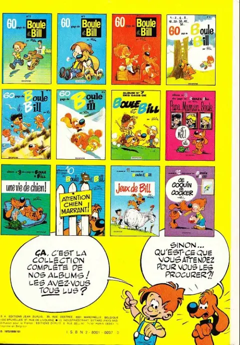 Verso de l'album Boule & Bill Tome 8 Papa, Maman, Boule... ...et Moi ! et Nous !