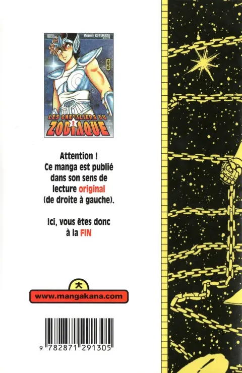 Verso de l'album Saint Seiya - Les Chevaliers du Zodiaque 2 Un combat à mort ! Chevalier Pégase contre chevalier du Dragon !