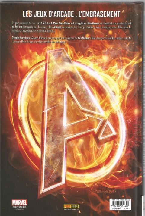 Verso de l'album Avengers Arena Tome 1 Alliés Mortels