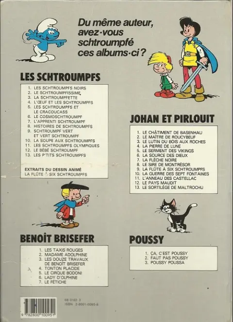 Verso de l'album Johan et Pirlouit Tome 1 Le châtiment de basenhau