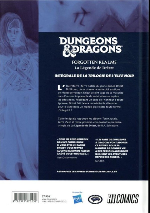 Verso de l'album La Légende de Drizzt Dungeons & Dragons : La légende de Drizzt