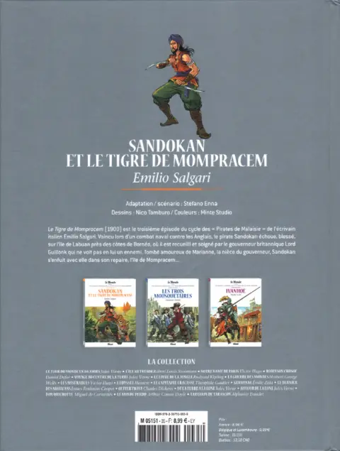 Verso de l'album Les Grands Classiques de la littérature en bande dessinée Tome 35 Sandokan et le Tigre de Monpracem