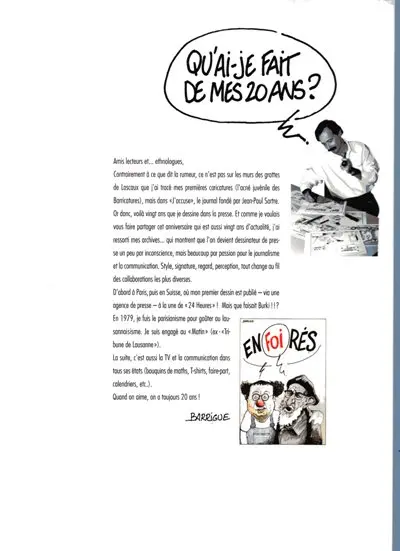 Verso de l'album Qu'avez-vous fait de vos 20 ans ? - 20 ans de presse, d'actualité et de dessin