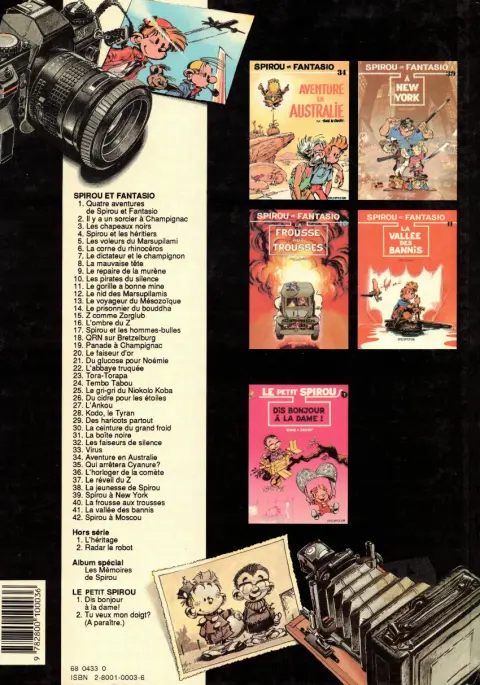Verso de l'album Spirou et Fantasio Tome 1 4 aventures de Spirou ...et Fantasio