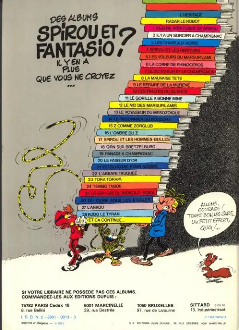 Verso de l'album Spirou et Fantasio Tome 11 Le gorille a bonne mine