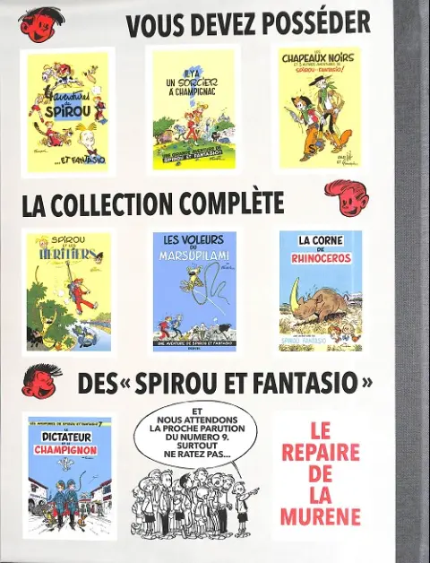 Verso de l'album Spirou et Fantasio Tome 8 La mauvaise tête