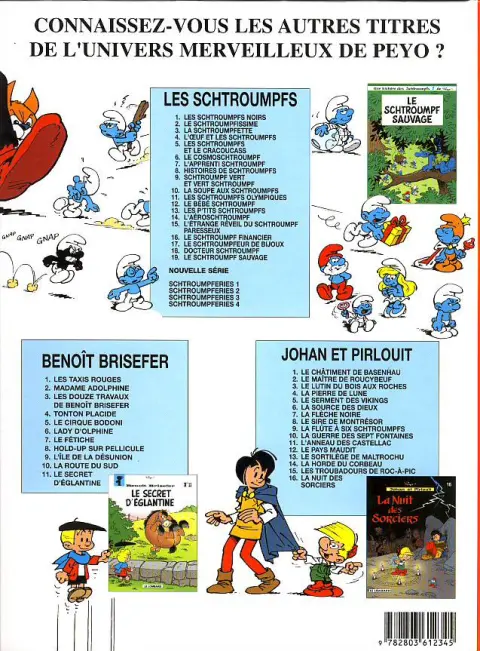 Verso de l'album Les Schtroumpfs Tome 15 L'étrange réveil du schtroumpf paresseux