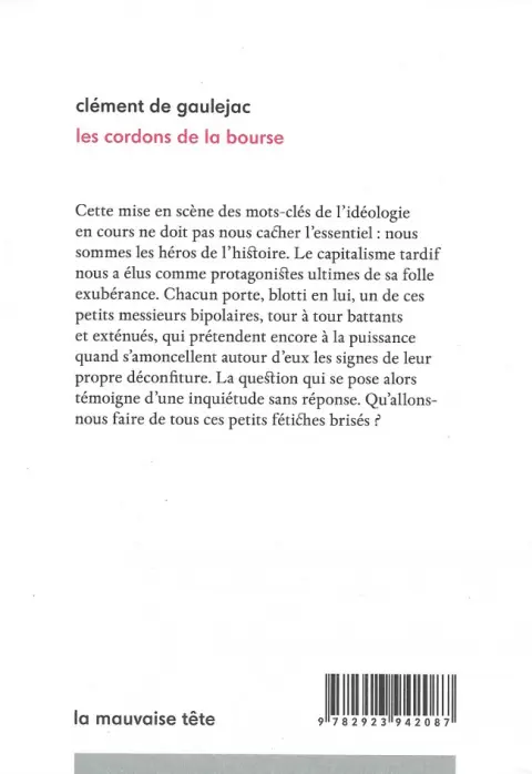 Verso de l'album Les cordons de la bourse