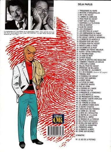 Verso de l'album Ric Hochet Tome 18 Enquête dans le passé