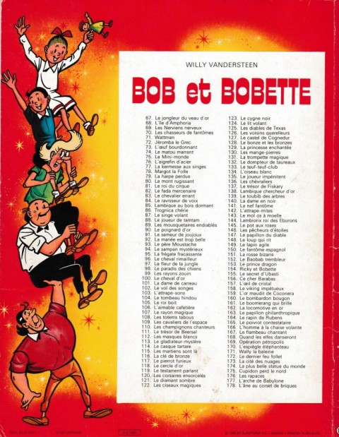 Verso de l'album Bob et Bobette Tome 127 Le castel de cognedur
