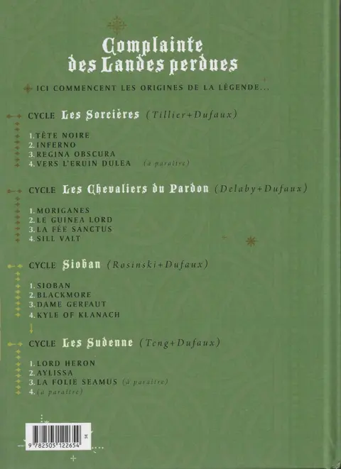 Verso de l'album Complainte des Landes perdues Les Sorcières Tome 1 Tête noire